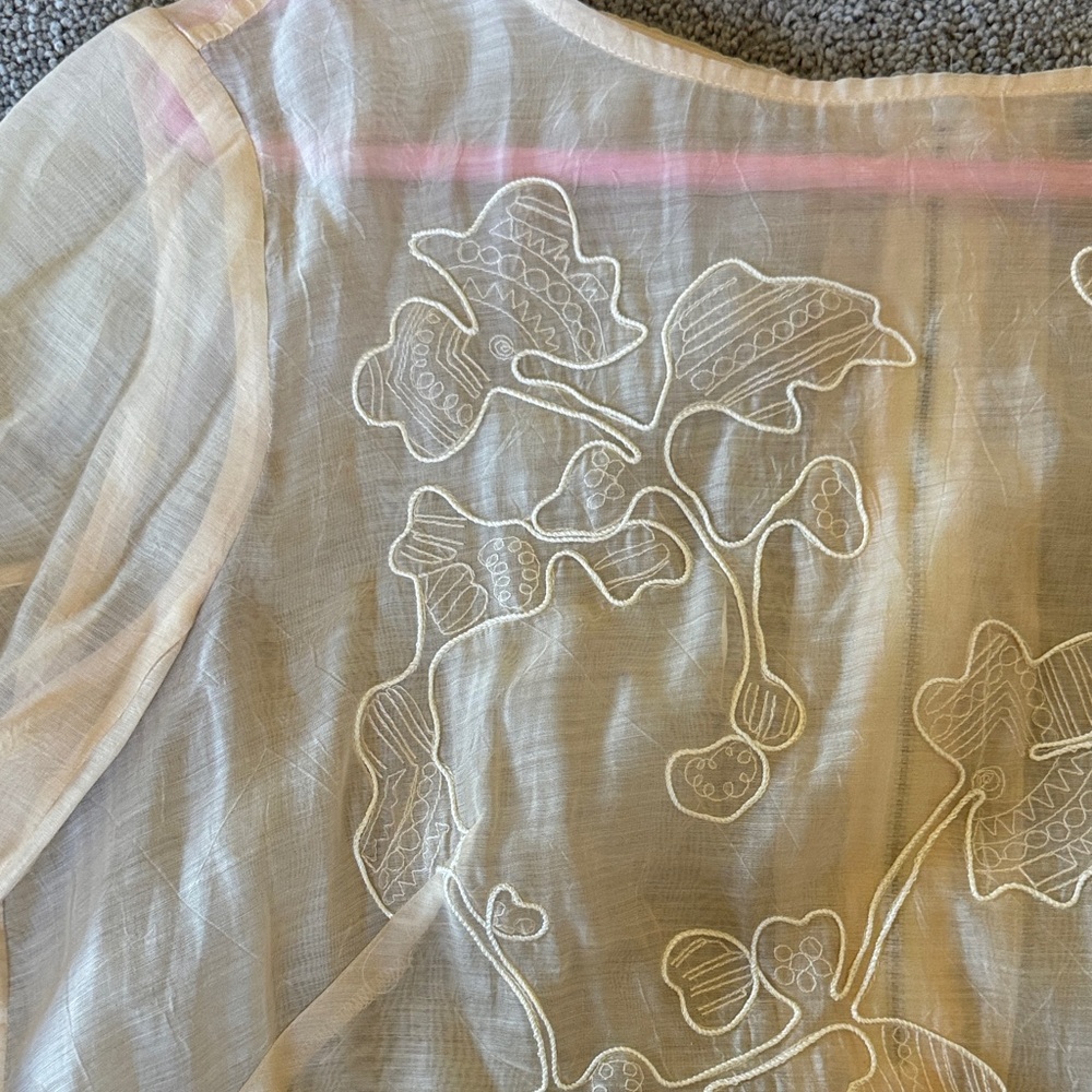 Nic + Zoe Sheer Floral Embroidered Blouse - Picture 3 of 5